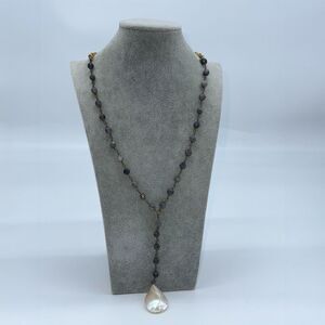 Betsy Pittard Labradorite & Mother‎ of Pearl Lariat Necklace Adjustable